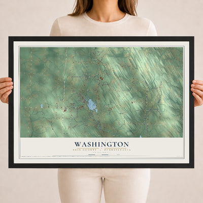 Map of Washington, Erie County, Pennsylvania, 18 x 24 inch print in a black wood frame