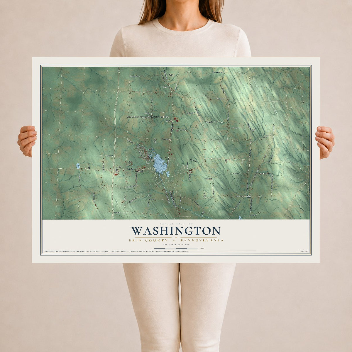 Map of Washington, Erie County, Pennsylvania, 24 x 36 inch unframed archival matte print