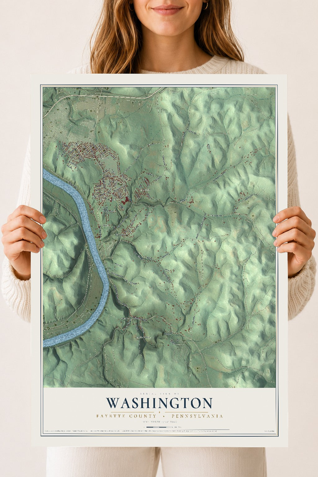 Map of Washington, Fayette County, Pennsylvania, 18 x 24 inch unframed archival matte print