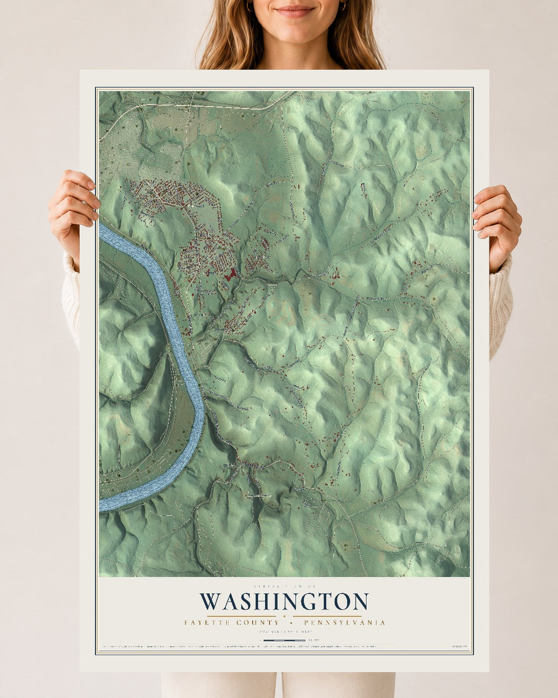 Map of Washington, Fayette County, Pennsylvania, 24 x 36 inch unframed archival matte print