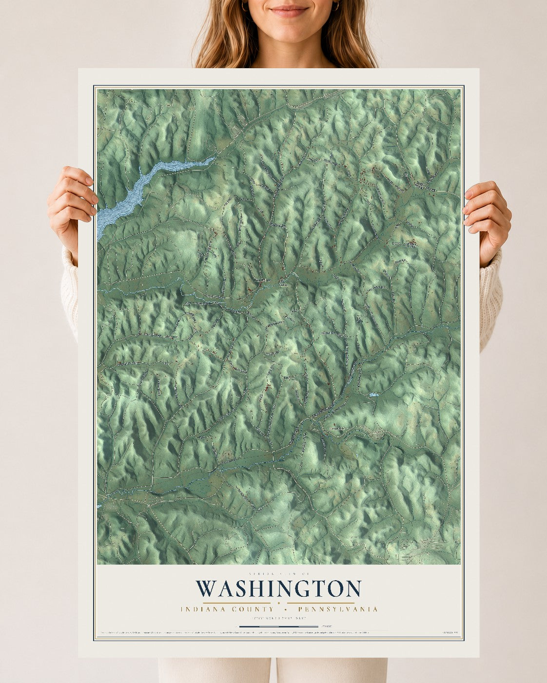 Map of Washington, Indiana County, Pennsylvania, 24 x 36 inch unframed archival matte print