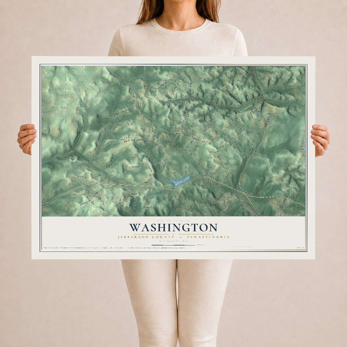 Map of Washington, Jefferson County, Pennsylvania, 24 x 36 inch unframed archival matte print
