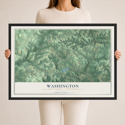 Map of Washington, Jefferson County, Pennsylvania, 24 x 36 inch print in a black wood frame