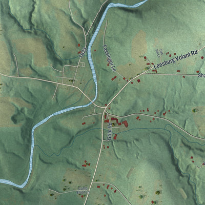 Close-up of the map of Washington, Lawrence County, Pennsylvania print showing street and building detail