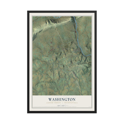 Map of Washington, Lehigh County, Pennsylvania, 12 x 18 inch print in a black wood frame