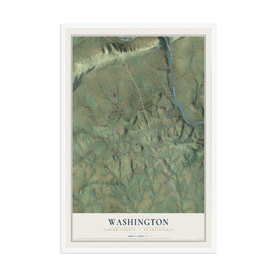 Map of Washington, Lehigh County, Pennsylvania, 12 x 18 inch print in a white wood frame