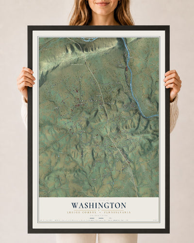 Map of Washington, Lehigh County, Pennsylvania, 24 x 36 inch print in a black wood frame