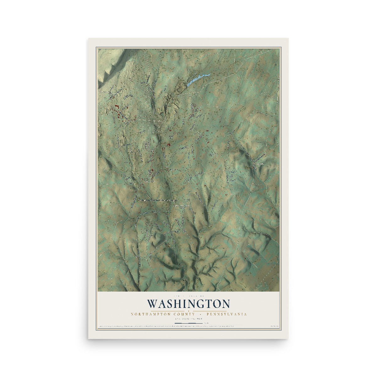 Map of Washington, Northampton County, Pennsylvania, 12 x 18 inch unframed archival matte print