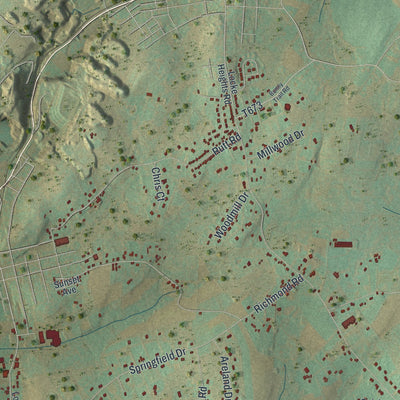 Second close-up of the map of Washington, Northampton County, Pennsylvania print showing more streets and buildings