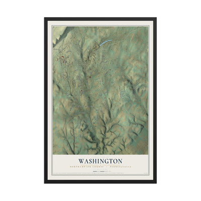 Map of Washington, Northampton County, Pennsylvania, 12 x 18 inch print in a black wood frame