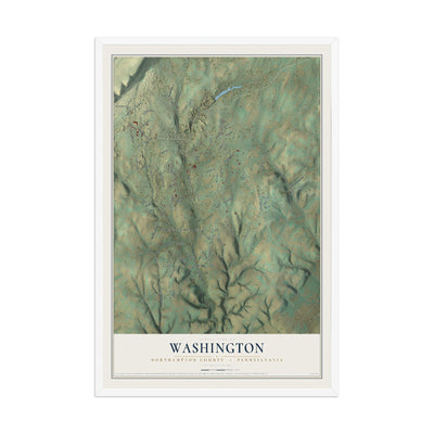 Map of Washington, Northampton County, Pennsylvania, 12 x 18 inch print in a white wood frame
