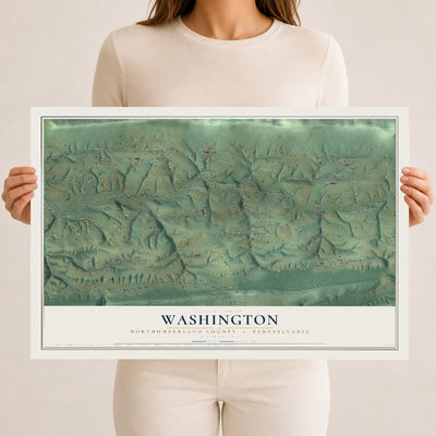Map of Washington, Northumberland County, Pennsylvania, 12 x 18 inch unframed archival matte print
