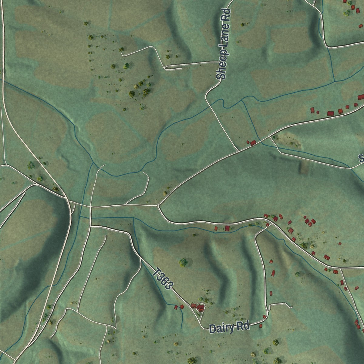 Close-up of the map of Washington, Northumberland County, Pennsylvania print showing street and building detail