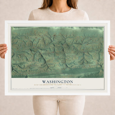 Map of Washington, Northumberland County, Pennsylvania, 18 x 24 inch print in a white wood frame
