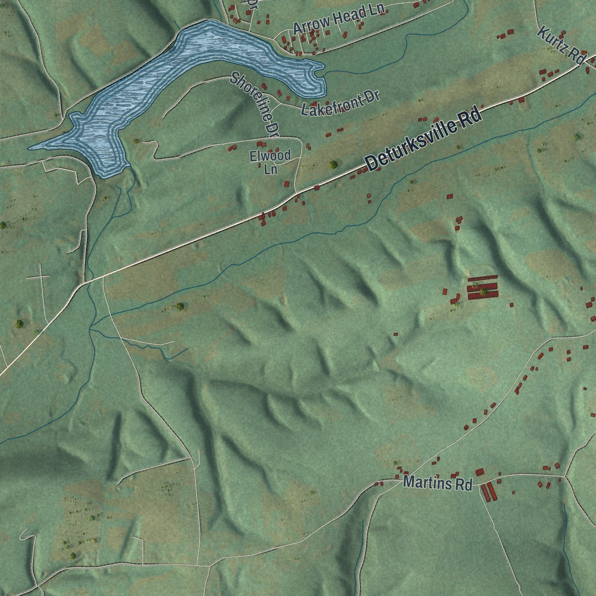 Second close-up of the map of Washington, Schuylkill County, Pennsylvania print showing more streets and buildings