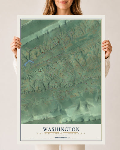 Map of Washington, Schuylkill County, Pennsylvania, 24 x 36 inch unframed archival matte print