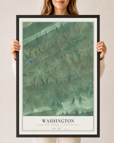 Map of Washington, Schuylkill County, Pennsylvania, 24 x 36 inch print in a black wood frame