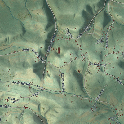 Second close-up of the map of Washington, Snyder County, Pennsylvania print showing more streets and buildings