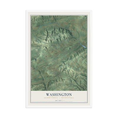 Map of Washington, Snyder County, Pennsylvania, 12 x 18 inch print in a white wood frame