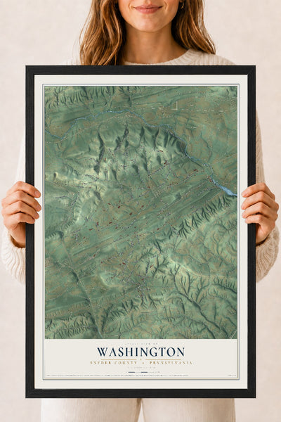 Map of Washington, Snyder County, Pennsylvania, 18 x 24 inch print in a black wood frame