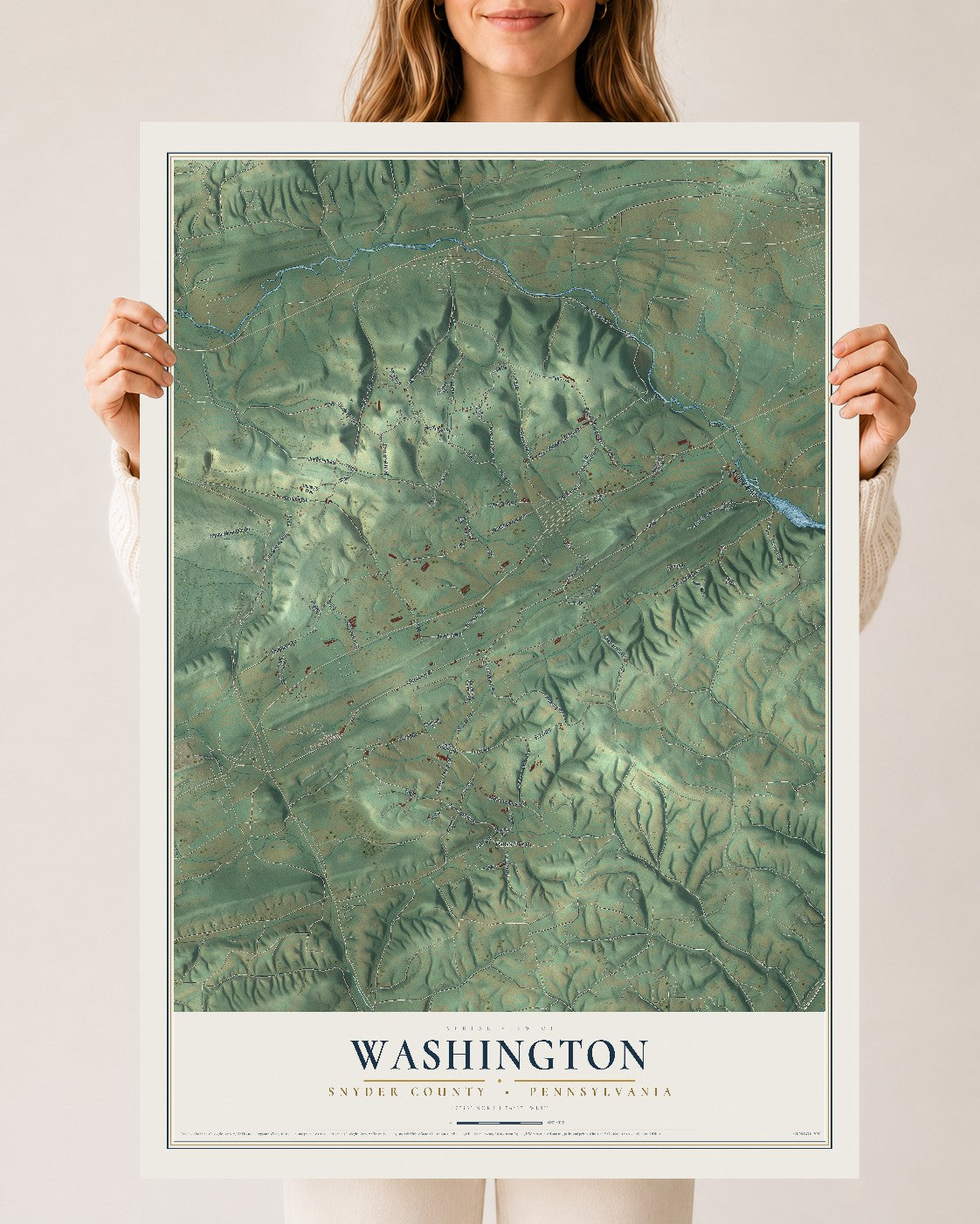 Map of Washington, Snyder County, Pennsylvania, 24 x 36 inch unframed archival matte print