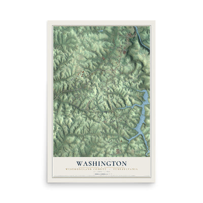 Map of Washington, Westmoreland County, Pennsylvania, 12 x 18 inch unframed archival matte print