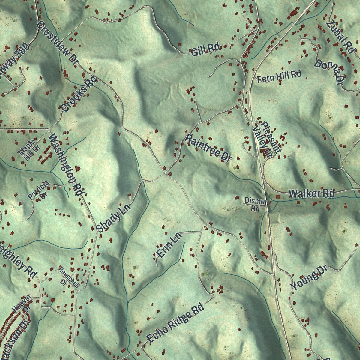 Close-up of the map of Washington, Westmoreland County, Pennsylvania print showing street and building detail