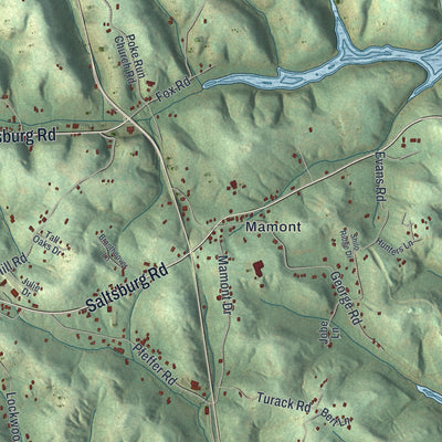 Second close-up of the map of Washington, Westmoreland County, Pennsylvania print showing more streets and buildings