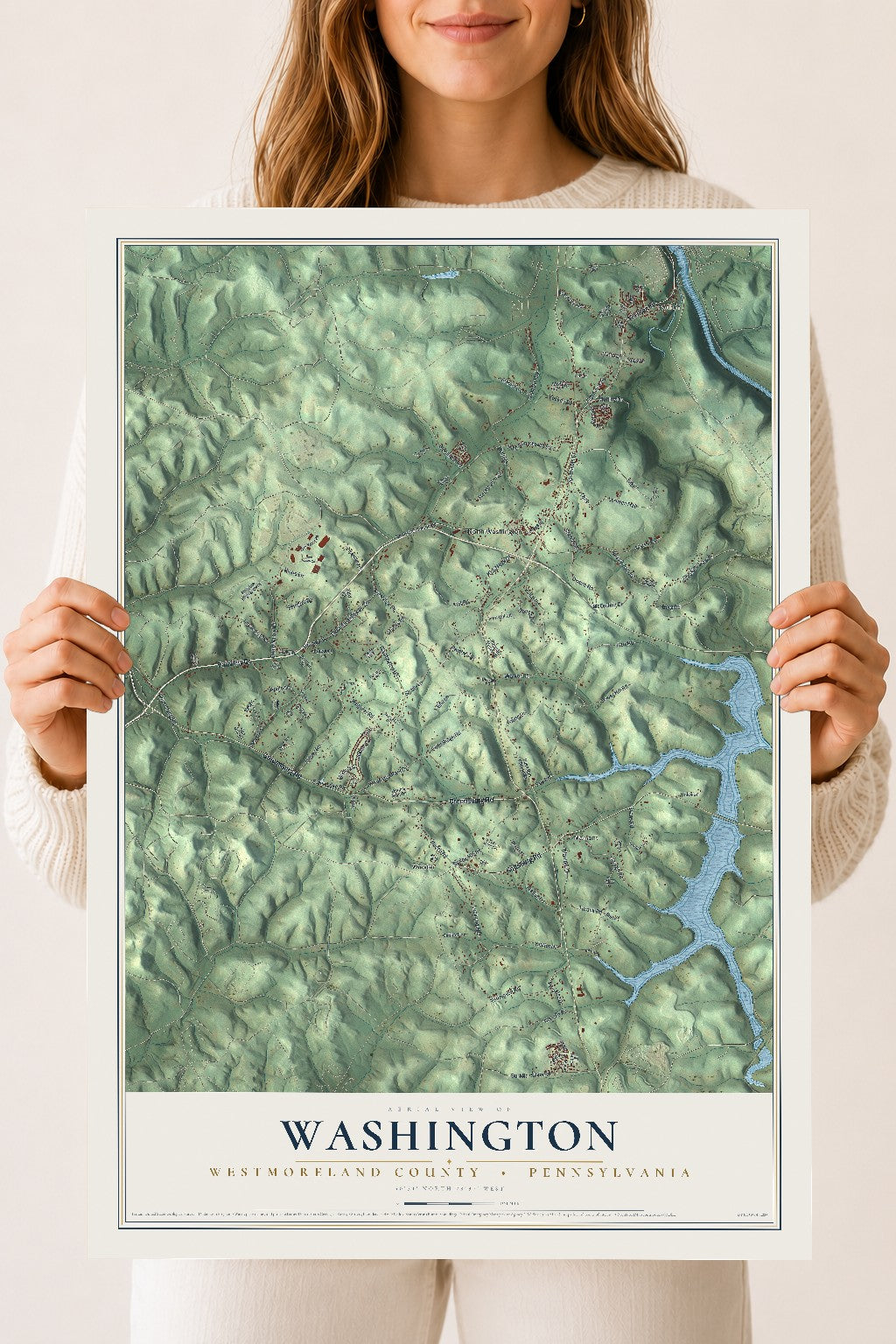 Map of Washington, Westmoreland County, Pennsylvania, 18 x 24 inch unframed archival matte print