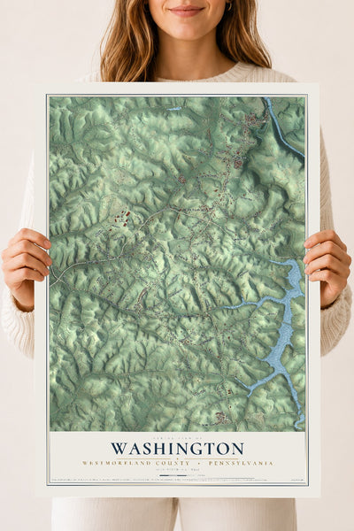Map of Washington, Westmoreland County, Pennsylvania, 18 x 24 inch unframed archival matte print