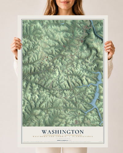 Map of Washington, Westmoreland County, Pennsylvania, 24 x 36 inch unframed archival matte print