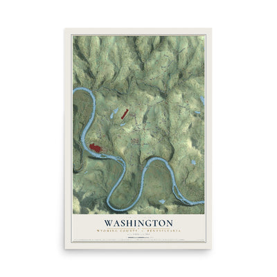 Map of Washington, Wyoming County, Pennsylvania, 12 x 18 inch unframed archival matte print