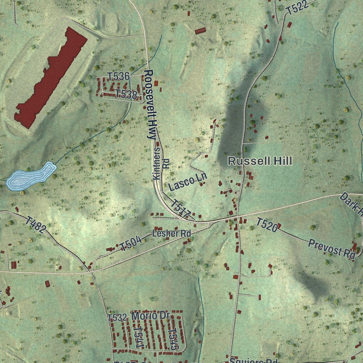 Close-up of the map of Washington, Wyoming County, Pennsylvania print showing street and building detail
