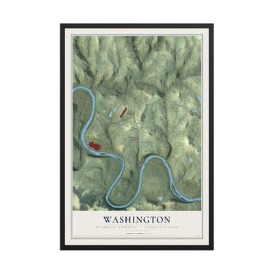 Map of Washington, Wyoming County, Pennsylvania, 12 x 18 inch print in a black wood frame