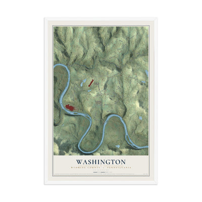 Map of Washington, Wyoming County, Pennsylvania, 12 x 18 inch print in a white wood frame