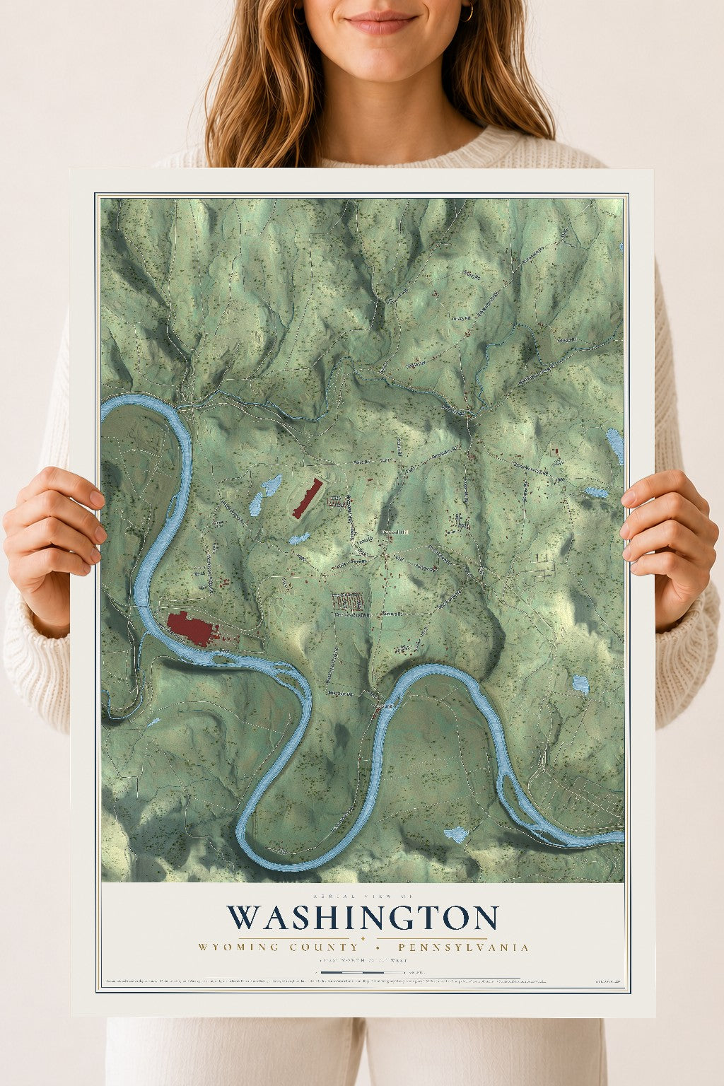 Map of Washington, Wyoming County, Pennsylvania, 18 x 24 inch unframed archival matte print