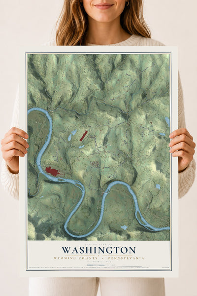 Map of Washington, Wyoming County, Pennsylvania, 18 x 24 inch unframed archival matte print