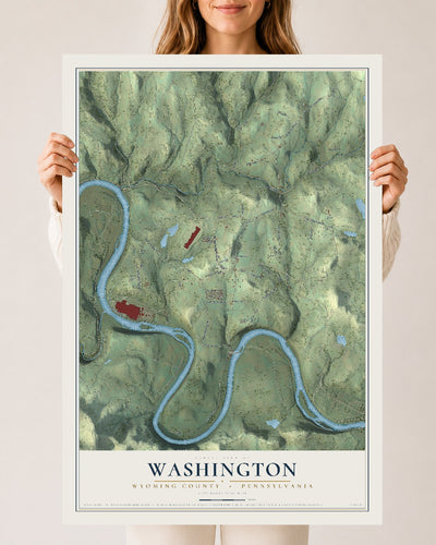 Map of Washington, Wyoming County, Pennsylvania, 24 x 36 inch unframed archival matte print