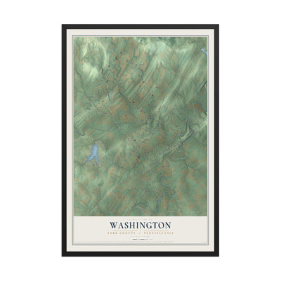 Map of Washington, York County, Pennsylvania, 12 x 18 inch print in a black wood frame