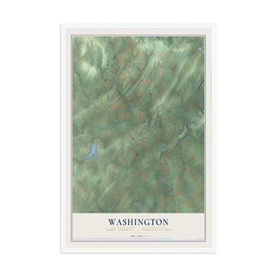 Map of Washington, York County, Pennsylvania, 12 x 18 inch print in a white wood frame