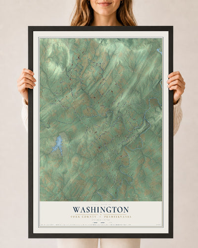 Map of Washington, York County, Pennsylvania, 24 x 36 inch print in a black wood frame