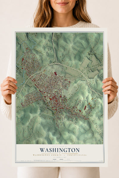 Map of Washington, Washington County, Pennsylvania, 18 x 24 inch unframed archival matte print