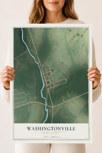 Map of Washingtonville, Pennsylvania, 18 x 24 inch unframed archival matte print