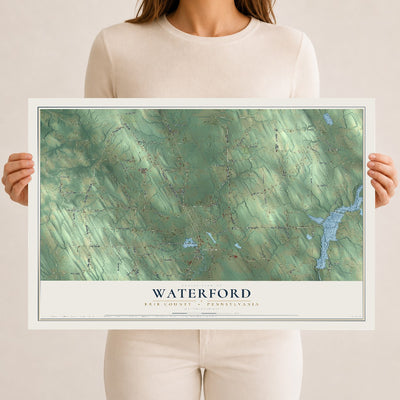 Map of Waterford, Erie County, Pennsylvania, 12 x 18 inch unframed archival matte print