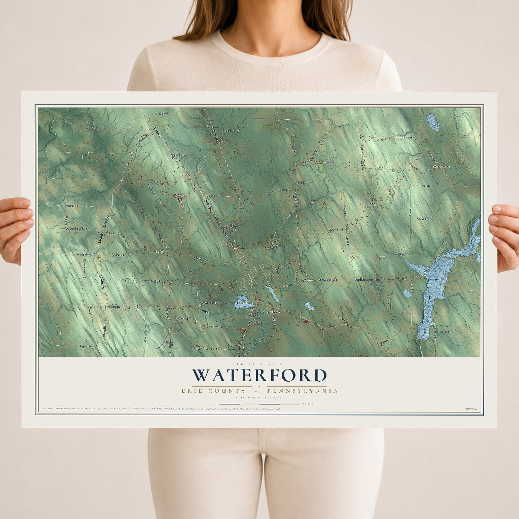Map of Waterford, Erie County, Pennsylvania, 18 x 24 inch unframed archival matte print