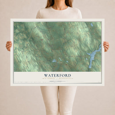 Map of Waterford, Erie County, Pennsylvania, 24 x 36 inch unframed archival matte print