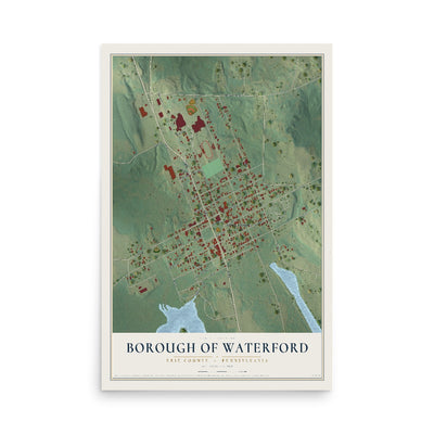 Map of the Borough of Waterford, Erie County, Pennsylvania, 12 x 18 inch unframed archival matte print