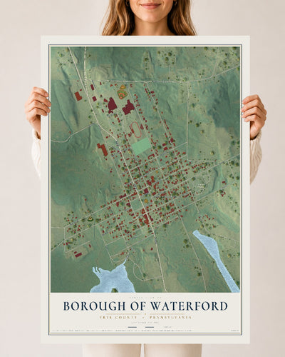 Map of the Borough of Waterford, Erie County, Pennsylvania, 24 x 36 inch unframed archival matte print