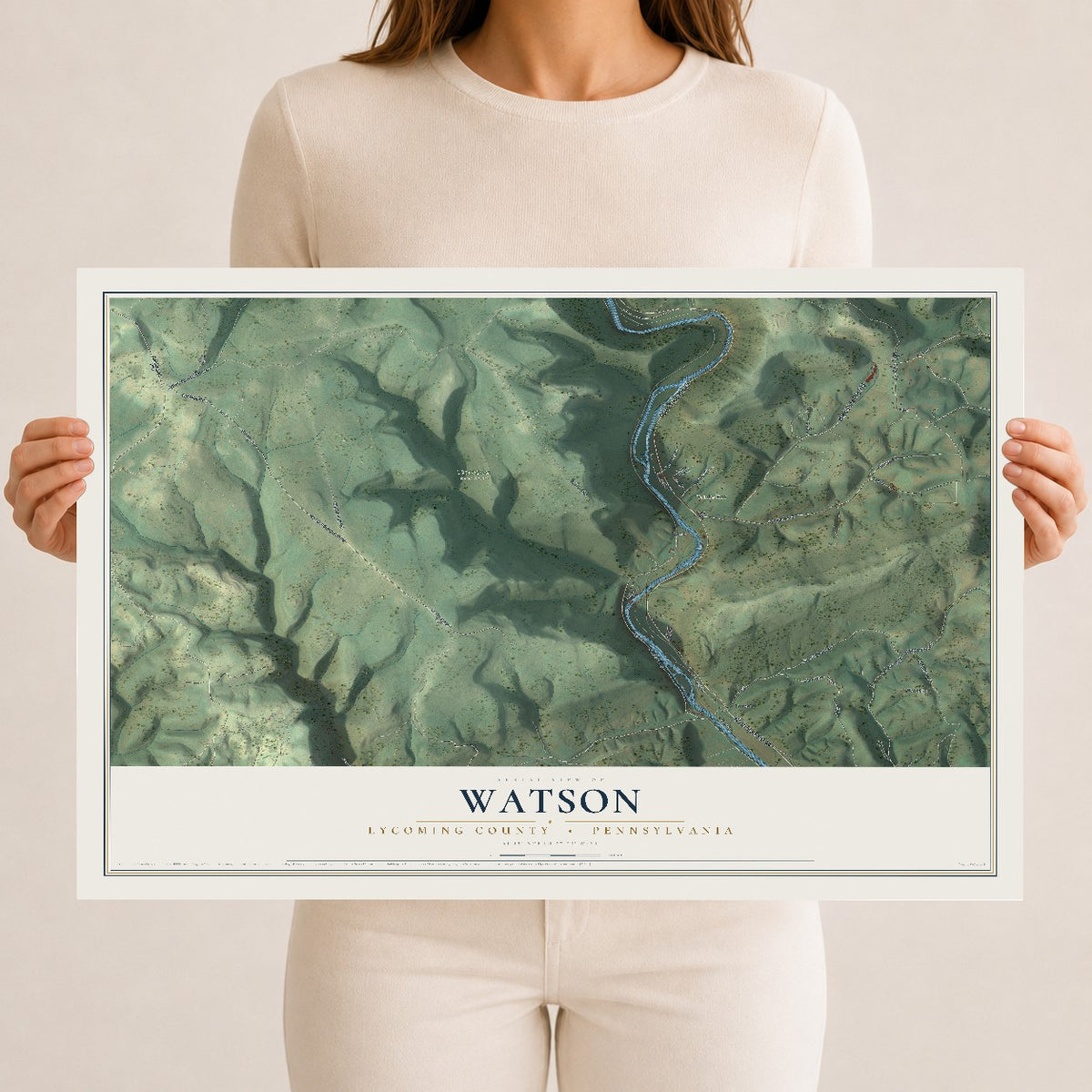 Map of Watson, Lycoming County, Pennsylvania, 12 x 18 inch unframed archival matte print