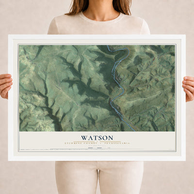 Map of Watson, Lycoming County, Pennsylvania, 18 x 24 inch print in a white wood frame